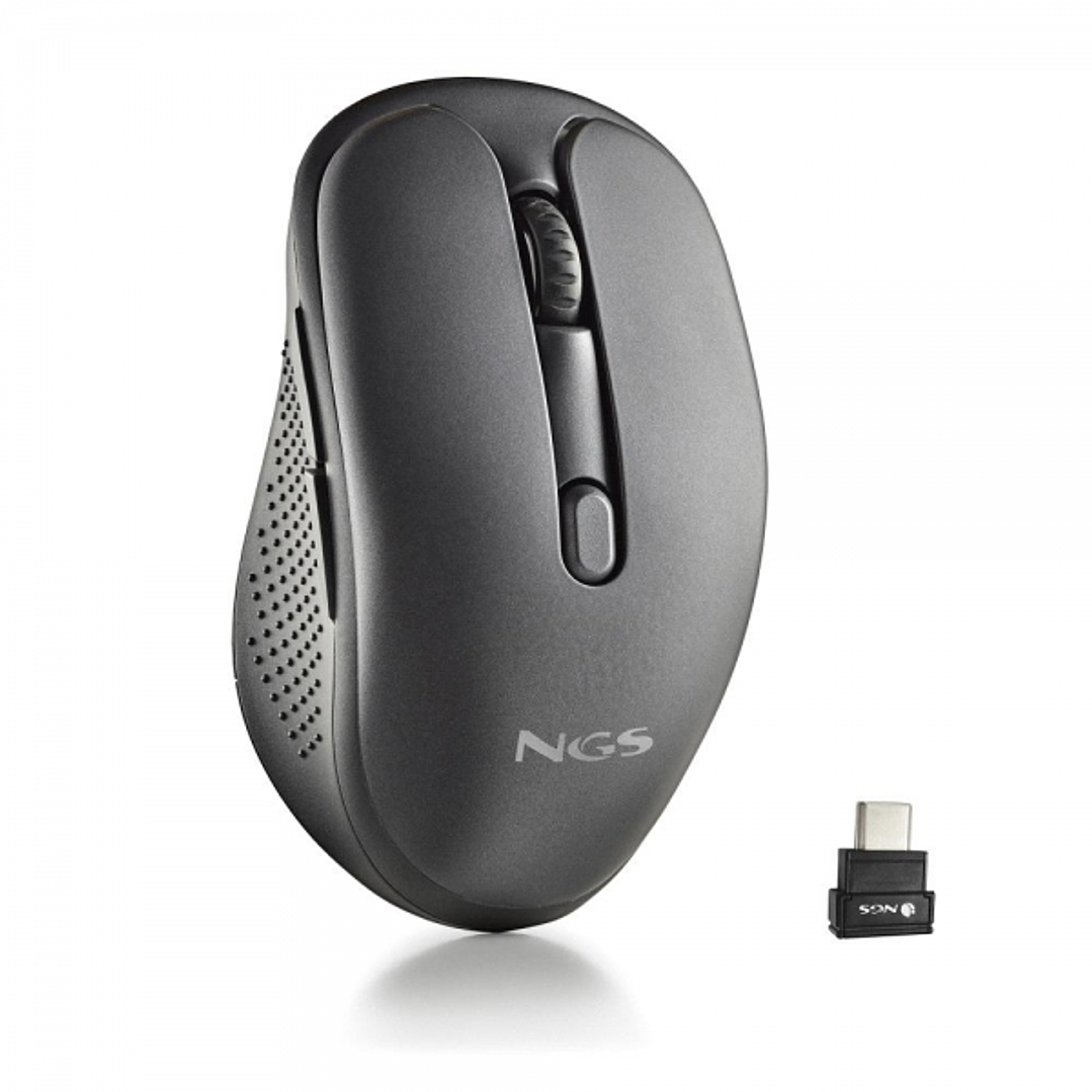 NGS Evo Jot Raton Inalambrico 1600dpi - Conexiones: 2.4 GHz USB-C + Bluetooth 5.1 + Bluetooth 5.1 - 5 Botones - Uso Diestro - Color Negro 1