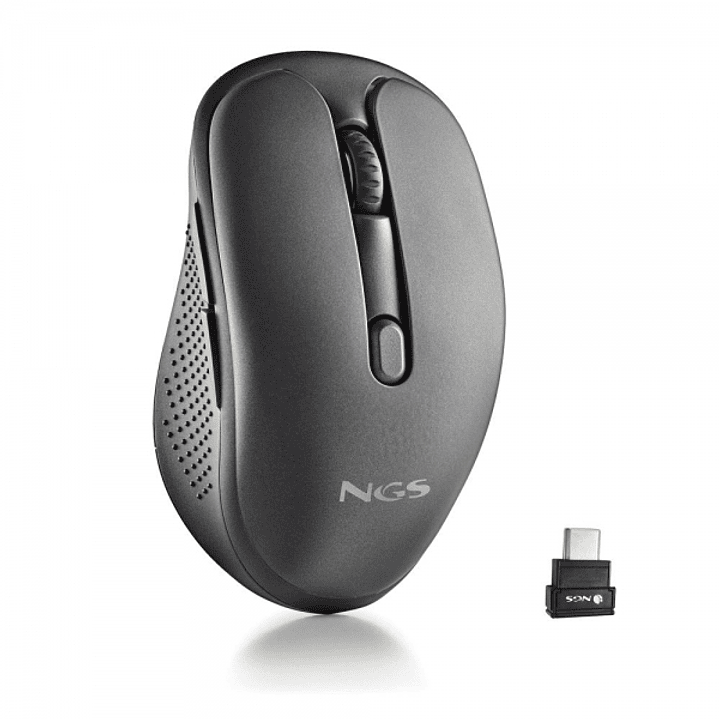 NGS Evo Jot Raton Inalambrico 1600dpi - Conexiones: 2.4 GHz USB-C + Bluetooth 5.1 + Bluetooth 5.1 - 5 Botones - Uso Diestro - Color Negro 1
