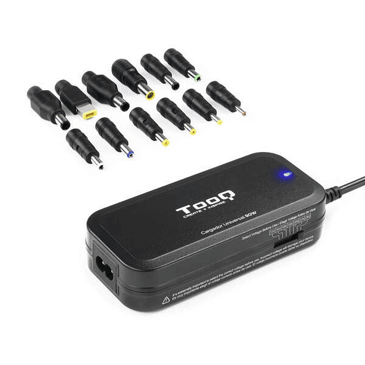 Tooq Cargador Universal para Portatil 90W - USB - 12 Adaptadores - Voltaje 15-24V 1