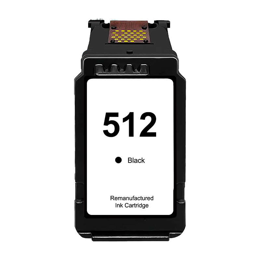 Canon PG512/PG510 Negro Cartucho de Tinta Remanufacturado - Muestra Nivel de Tinta - Reemplaza 2969B001/2970B001 1