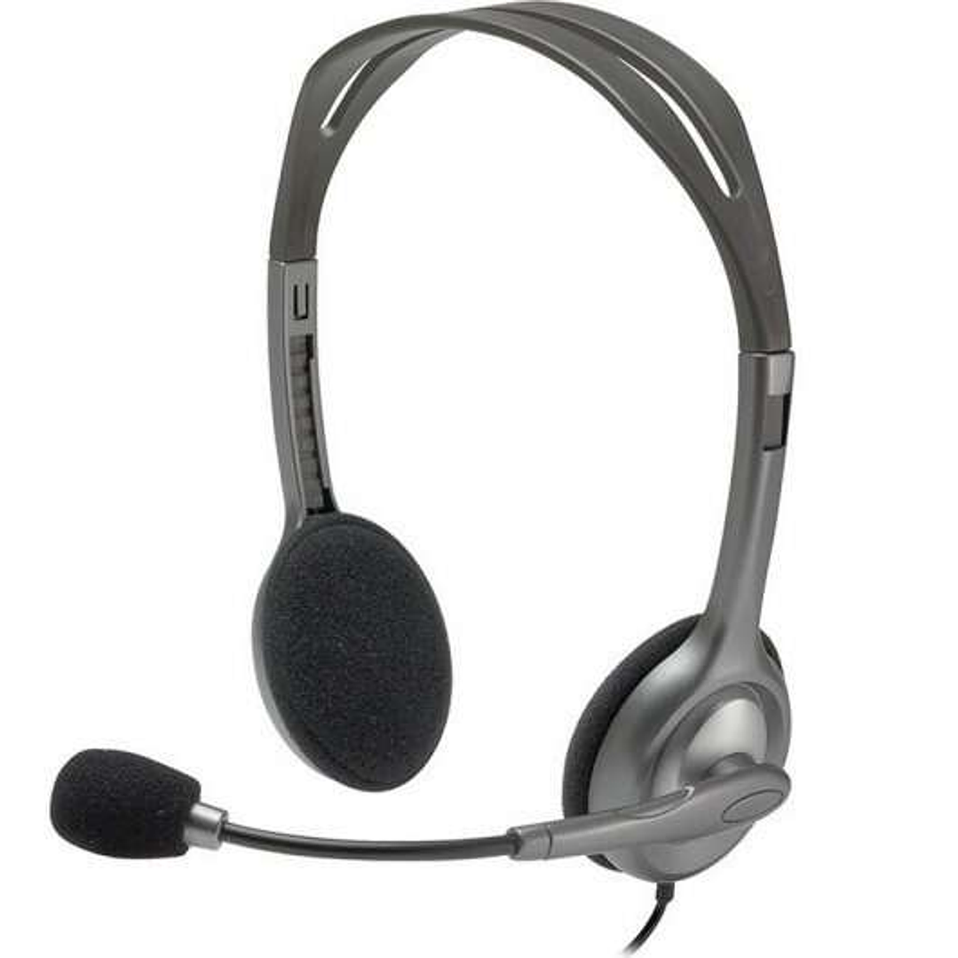 Logitech H111 Auriculares Estereo con Microfono - Microfono Giratorio - Diadema ajustable - Jack 3.5mm - Cable de 1.80m - Color Gris 1