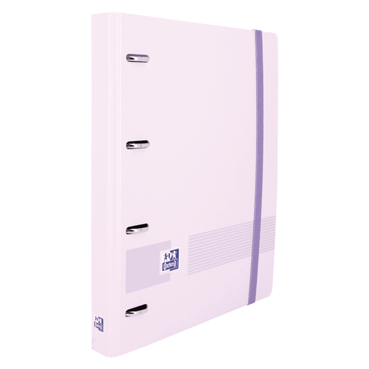 Oxford Live & Go A4+ Polyfoam Europeanbinder - Lomo de 45mm - Anillas de 4Dx35mm - Recambio 5x5 - Color Malva Pastel 1