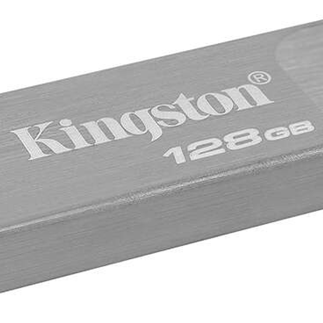Kingston DataTraveler Kyson Memoria USB 128GB - 3.2 Gen 1 - 200 MB/s en Lectura - Diseño Metalico - Color Plata (Pendrive) 1