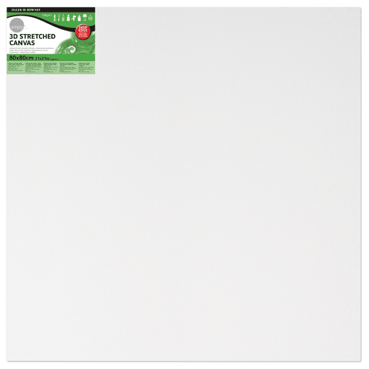 Daler Rowney Simply Bastidor Entelado 3D - 80x80cm - Imprimacion Triple - Grano Medio - 100% Algodon sin Acido - 250g - Color Blanco 1