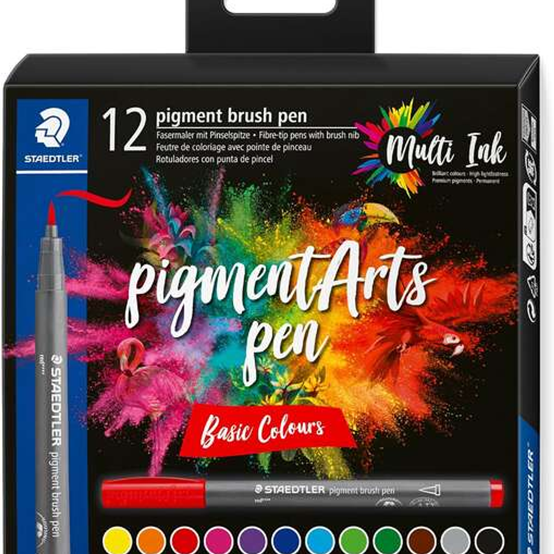 Staedtler 371 Pack de 12 Rotuladores Punta de Pincel Suave - Colores Vivos y Brillantes - No Amarillea con el Paso del Tiempo - Nueva Tinta Multi Ink  1