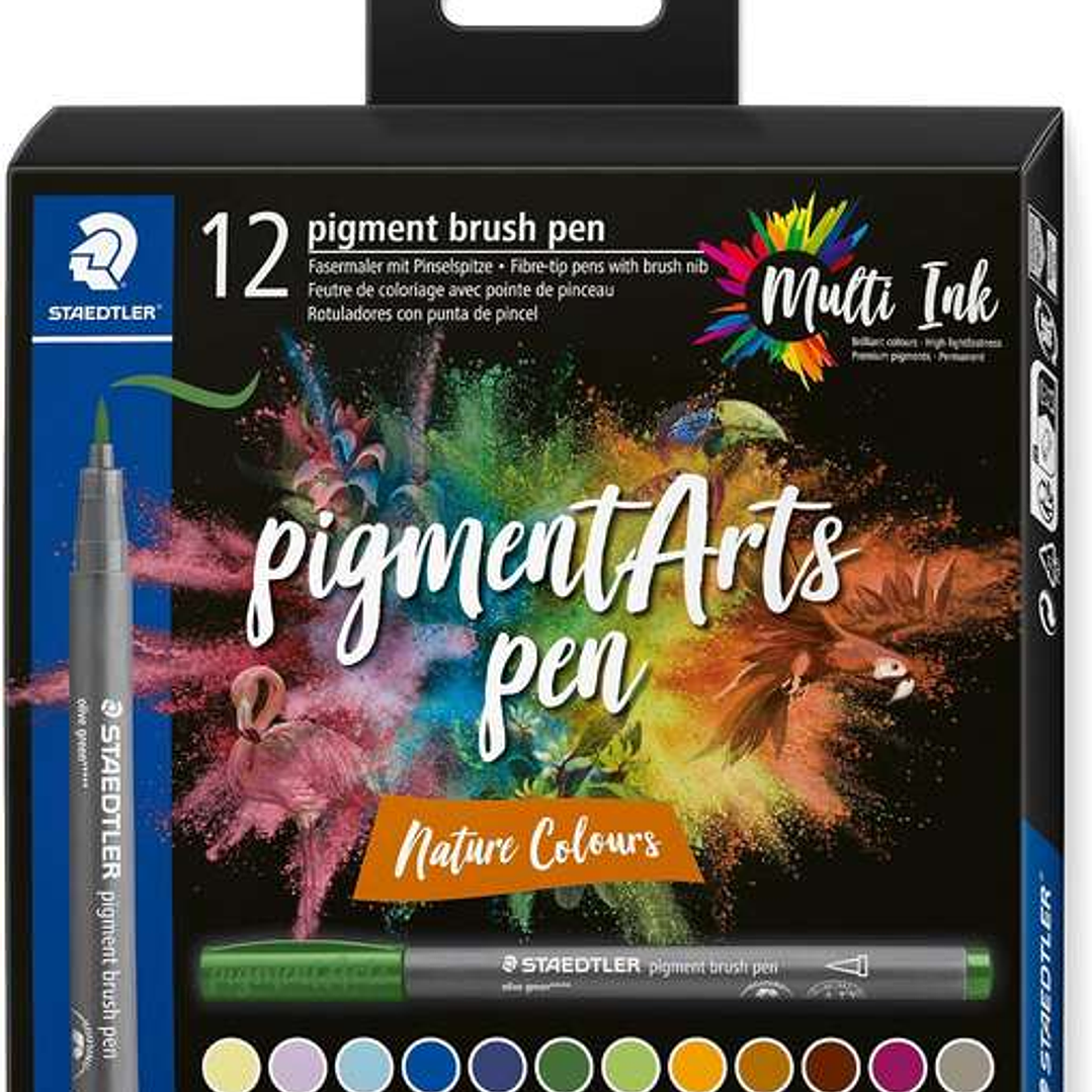 Staedtler 371 Pack de 12 Rotuladores Punta de Pincel Suave - Colores Vivos y Brillantes - No Amarillea con el Paso del Tiempo - Nueva Tinta Multi Ink  1