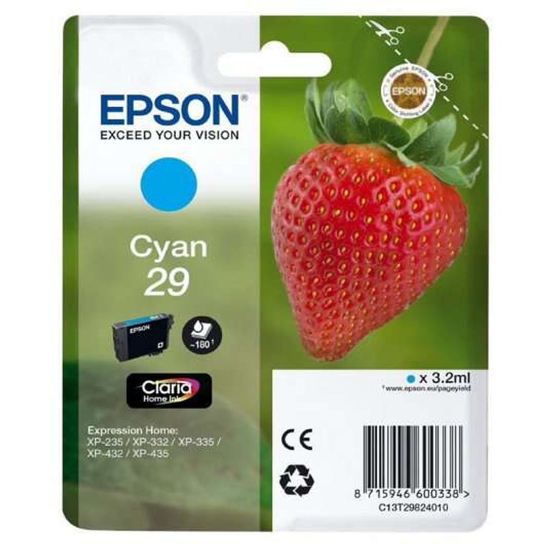 Epson T2982 (29) Cyan Cartucho de Tinta Original - C13T29824012 1