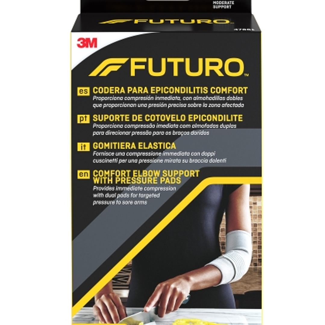 Futuro Comfort Codera para Epicondilitis - Talla S (22.9 - 25.4cm) - Transpirable - Elastico - Anatomico - Color Gris 1
