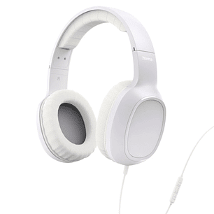 Hama Fun C Auriculares con Microfono Omnidireccional - Cable 1.2m - Diadema Ajustable - Almohadillas de Cuero - Color Blanco