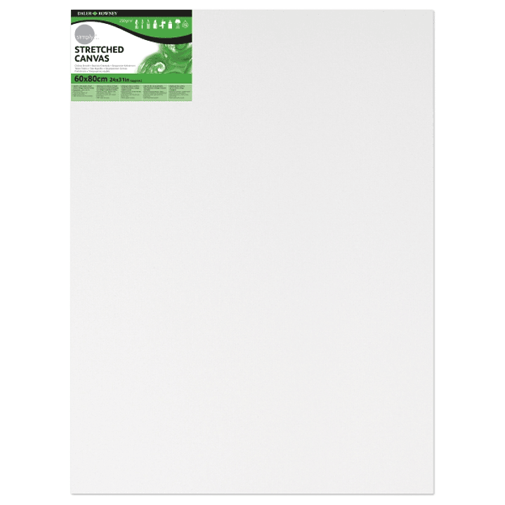 Daler Rowney Simply Bastidor Entelado - 60x80cm - Imprimacion Triple - Grano Medio - 100% Algodon sin Acido - 250g - Color Blanco 1