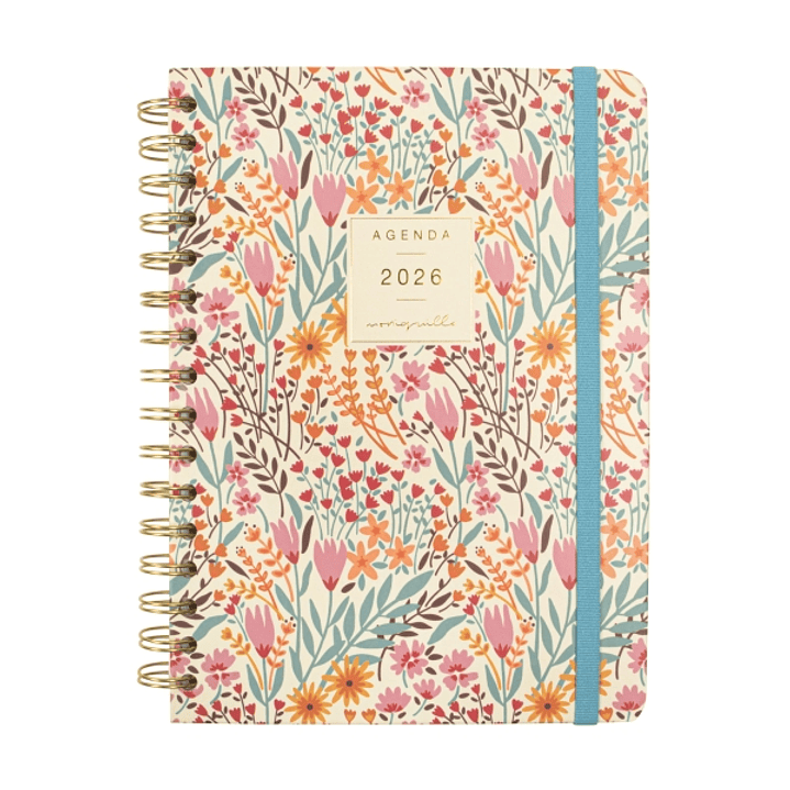 Finocam Moniquilla Agenda de Espiral en Catalan - Anual 2026 - Planificador - Cierre de Goma - Formato E10 - 155X212mm - Semana Vista Horizontal - Tem 1