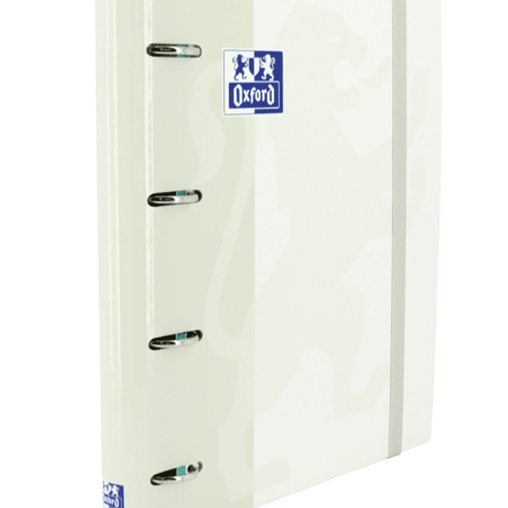 Oxford Europeanbinder Classic A4+ Carpeta de Anillas con Recambio Cuadricula 5x5 - Tapa Extradura - Cierre con Goma Elastica - Color Blanco 1