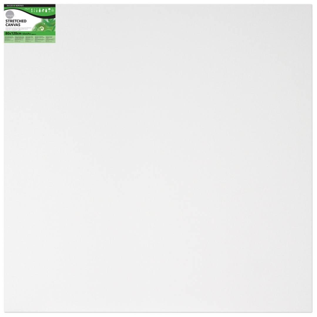 Daler Rowney Simply Bastidor Entelado - 80x120cm - Imprimacion Triple - Grano Medio - 100% Algodon sin Acido - 250g - Color Blanco 1
