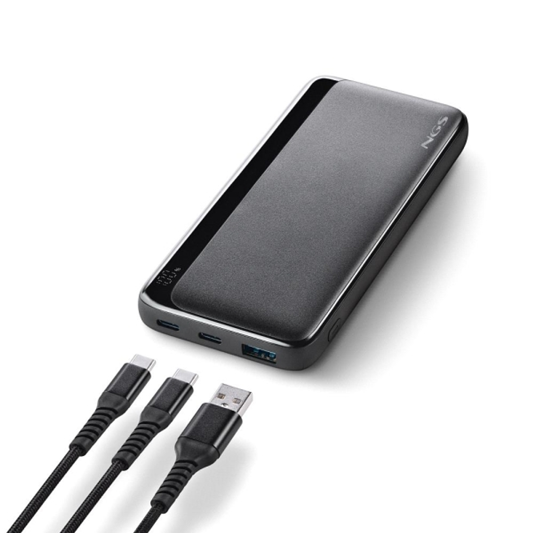 NGS QUIZ 10 Powerbank 10000mAh - 22.5W - PD 3.0 - QC 3.0 - 2x USB-C, 1x USB-A - Color Negro 1