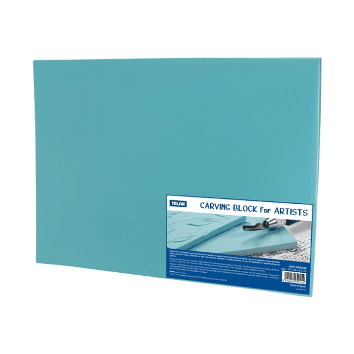 Milan Carving Block Plancha de Grabado - Vinilo Flexible - Formato XL - 30x22x0.6cm - Color Azul 1