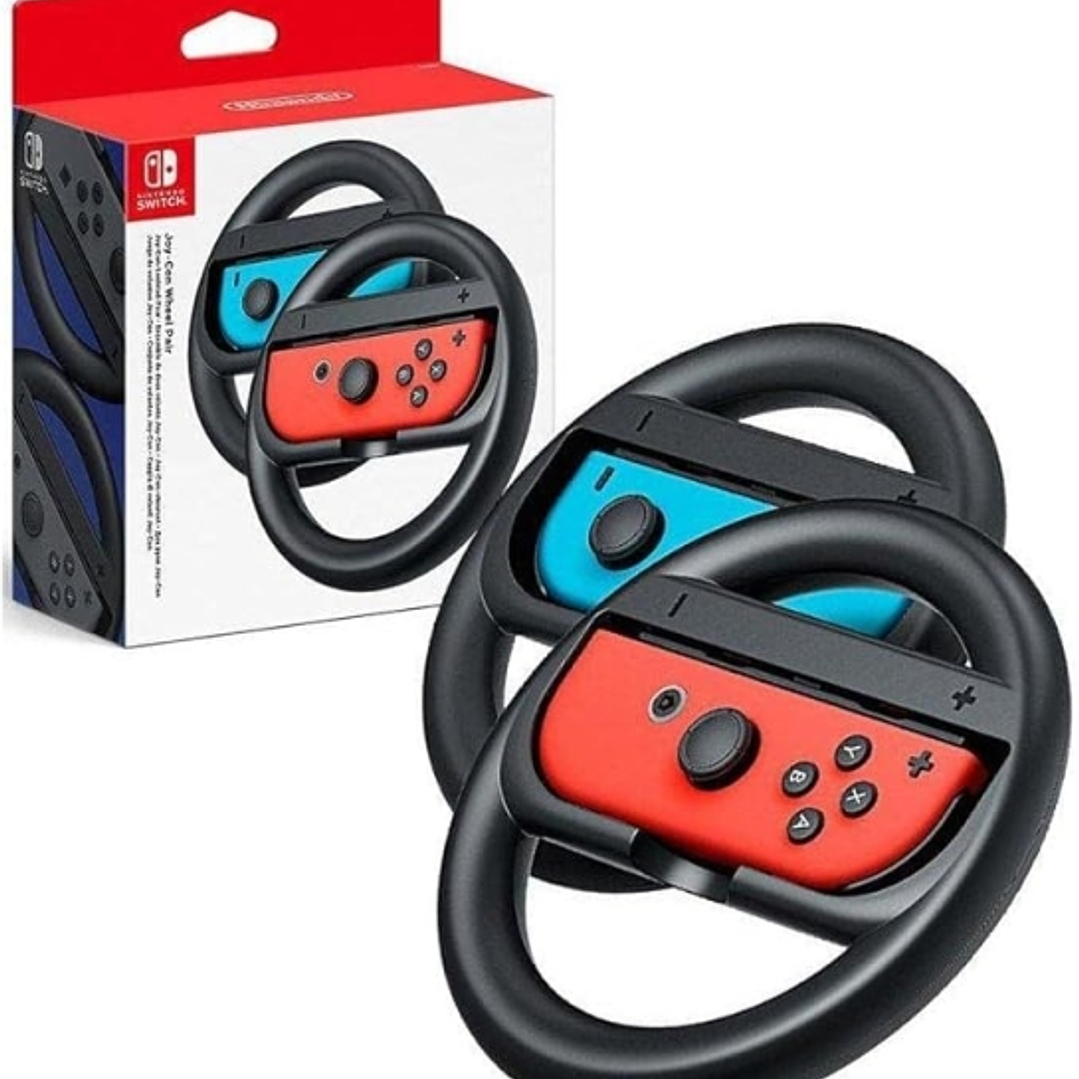 Nintendo Pack de 2 Volantes para Joy-Con - Mejor Agarre - Inmersion en Juegos de Carreras - No Incluye Mandos - Color Rojo y Azul 1