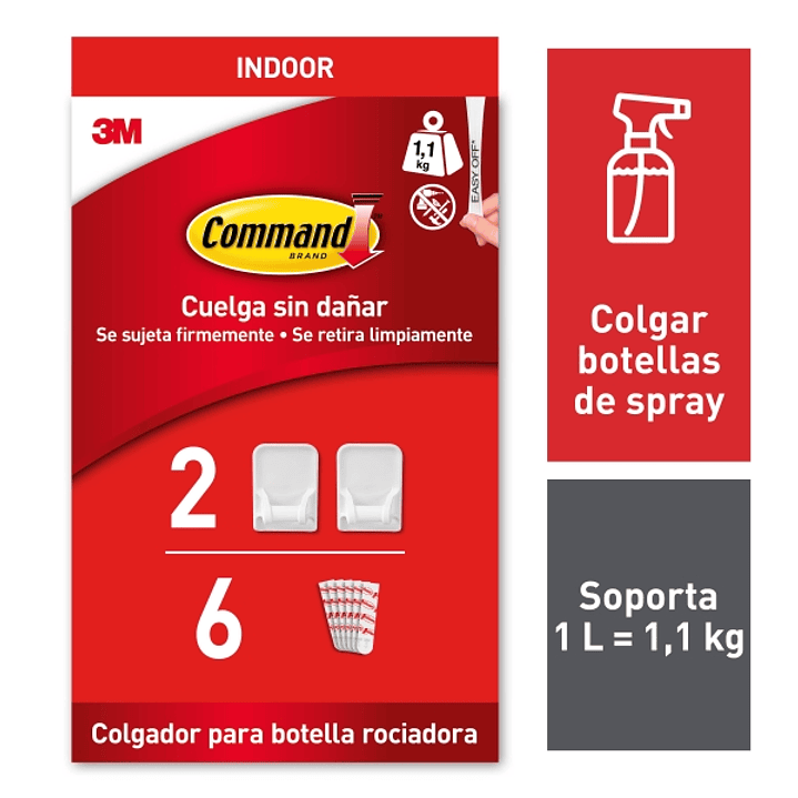 Command Pack de 2 Ganchos Especiales para Pulverizador - 6 Tiras Adhesivas - Soporta hasta 1.1kg - Color Blanco 1