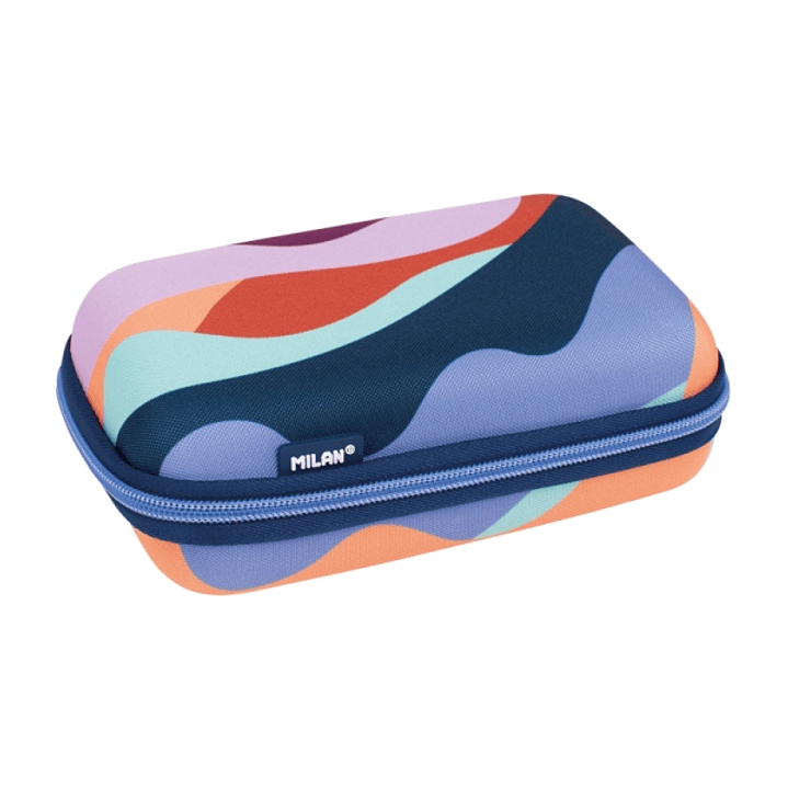 Milan The Fun Pack de 2 Estuches con Goma de Borrar - Semirigido - Sacapuntas - Lapiz - 3 Boligrafos - Regla - 6 Lapices de Colores Metalizados - Mul 1