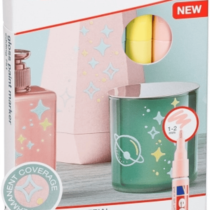 Edding 751 Pack de 5 Rotuladores Permanentes - Punta Redonda - Trazo entre 1 y 2 mm. - Tinta Opaca - Secado Rapido - Colores Surtidos Pastel 1