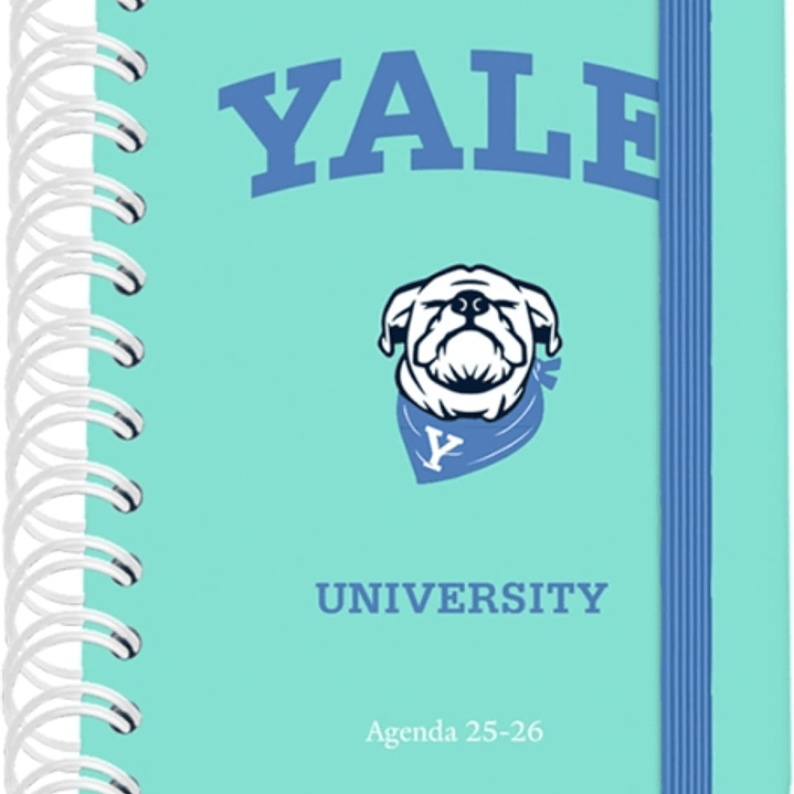 Dohe Yale Dog Agenda Escolar 25/26 Espiral Wire’o A6 - Dia Pagina - Papel 80g/m2 - 4 Hojas de Pegatinas - Cubierta de Carton Plastificado - Cierre con 1