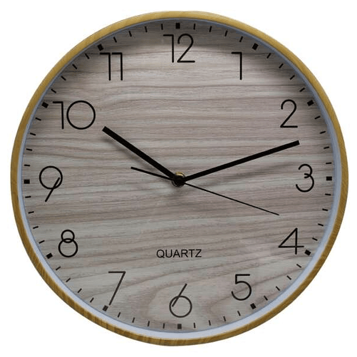 Bismark Reloj Oficina Marco Efecto Madera - Marco Plastico - Lente de Cristal - Manecillas de Aluminio - Esfera de PVC - Color Marrón 1