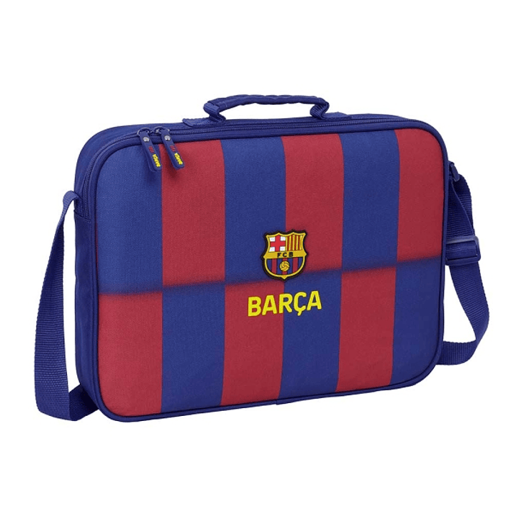 Safta F.C.Barcelona Maletin con Cremallera de 6L - Bandolera Ajustable - Asa de Mano Forrada - Fondo Semirigido Extraible - 38x28x6cm - Color Rojo y A 1