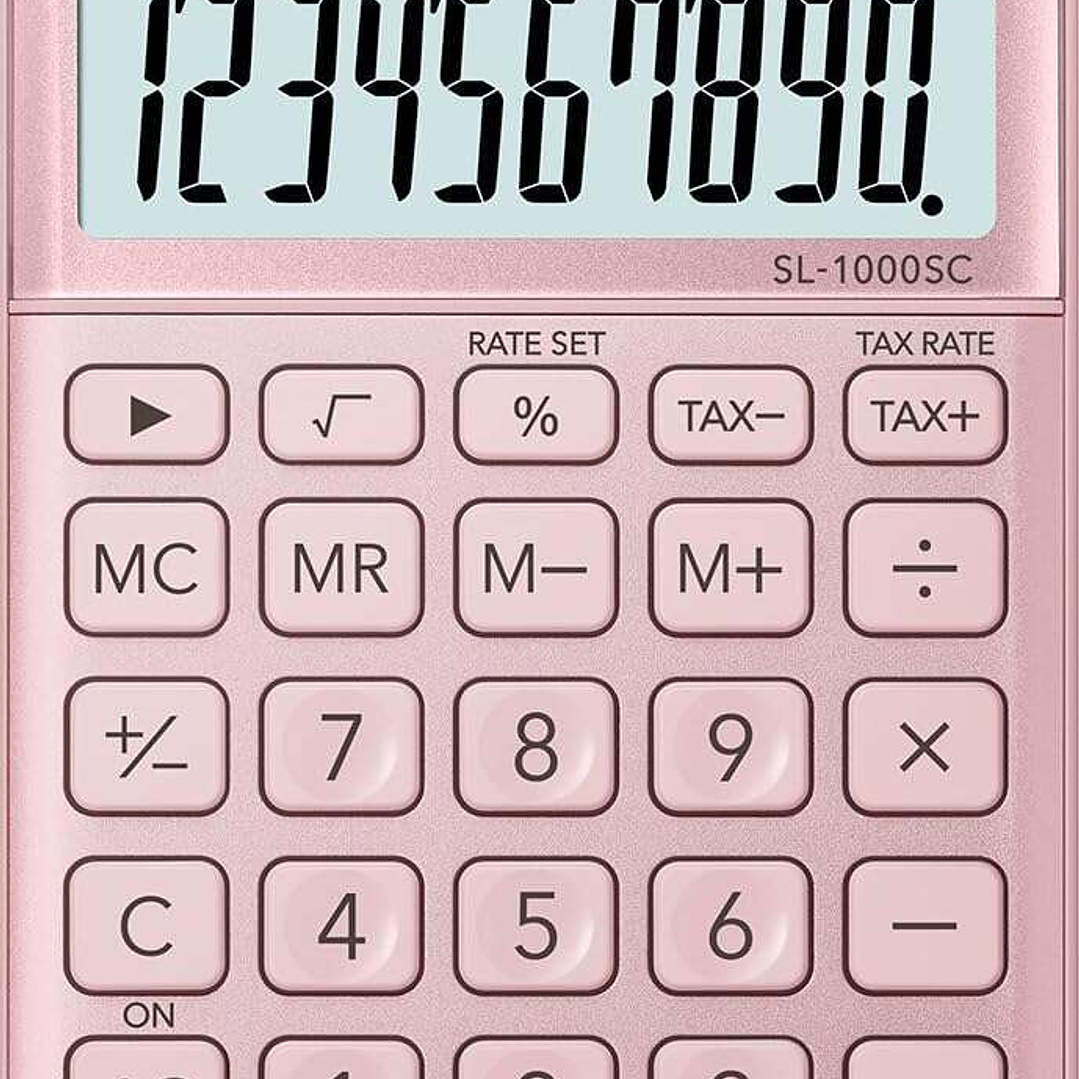 Casio SL-1000SC Calculadora de Bolsillo - Pantalla Extragrande de 10 Digitos - Alimentacion Solar y Pilas - Color Rosa 1