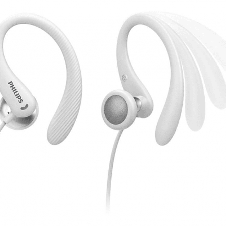 Philips Auriculares Intraurales Deportivos - Cable de 1.2m - Jack 3.5mm - IPX2 - Microfono Integrado - Gancho de Oreja - Altavoz 15mm - Boton Multifun 1