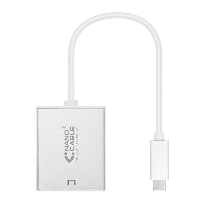 Nanocable Conversor USB-C a VGA. USB-C/M - VGA/H - Aluminio - 10 cm - Color Gris 1