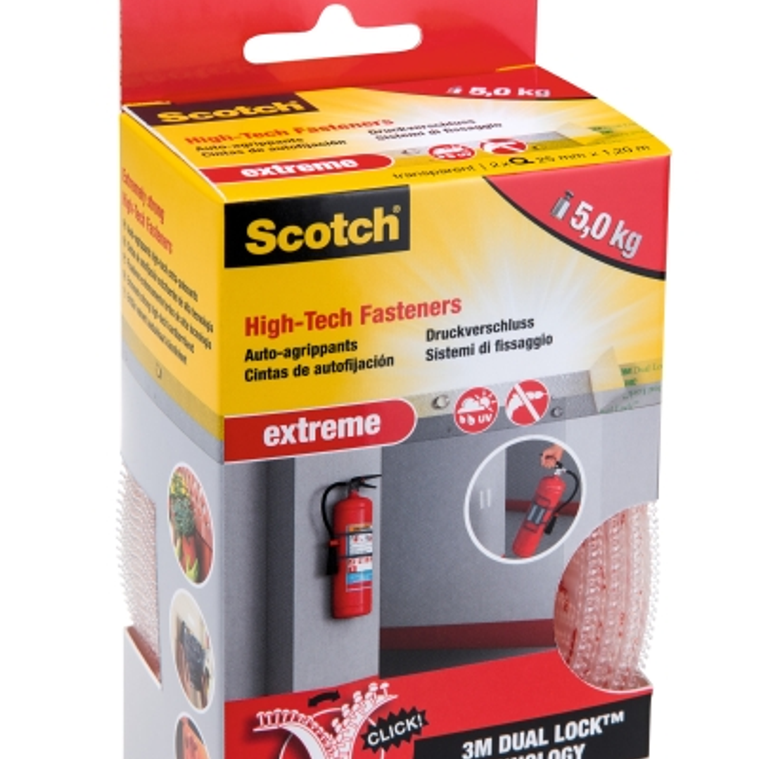 Scotch Extreme Pack de 2 Cierres Adhesivos Reposicionables - 25mm x 1.2m - Color Transparente 1