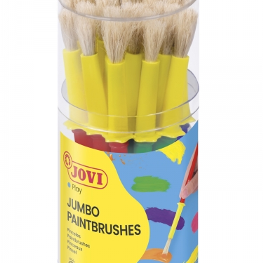 Jovi Jumbo Paint Brushes Bote 20 Pinceles Medianos Pelo Cerda - Gruesos de Pelo Natural - Mango de Plastico - No Gotean - Limpieza Facil - Sistema de  1