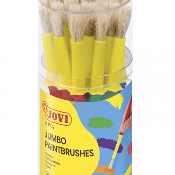 Jovi Jumbo Paint Brushes Bote 20 Pinceles Medianos Pelo Cerda - Gruesos de Pelo Natural - Mango de Plastico - No Gotean - Limpieza Facil - Sistema de  1