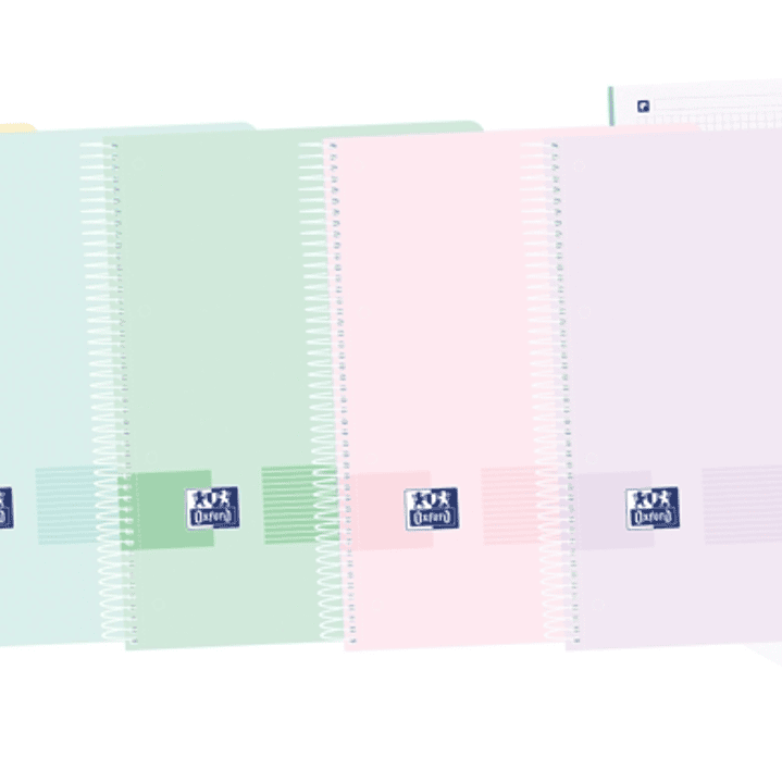 Oxford Europeanbook 8 Live & Go Cuaderno Espiral Formato A4+ Cuadriculado 5x5mm - 160 Hojas Microperforadas con 4 Taladros - Tapa de Plastico - 8 Band 1