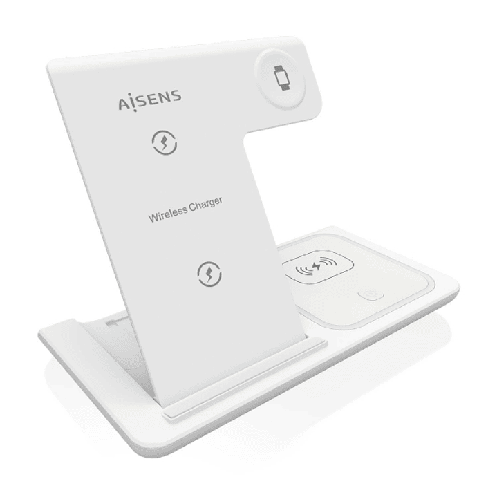 Aisens Cargador Inalambrico USB-C 3 en 1 de 15W para Movil - Apple Watch - Ariculares con Estuche de Carga - Color Blanco 1