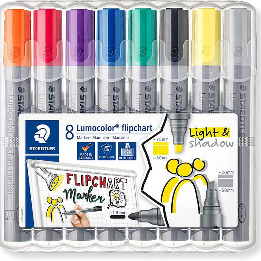 Staedtler Lumocolor Flipchart 356 Pack de 8 Marcadores Permanentes - Tinta Base de Agua - Colores Surtidos 1
