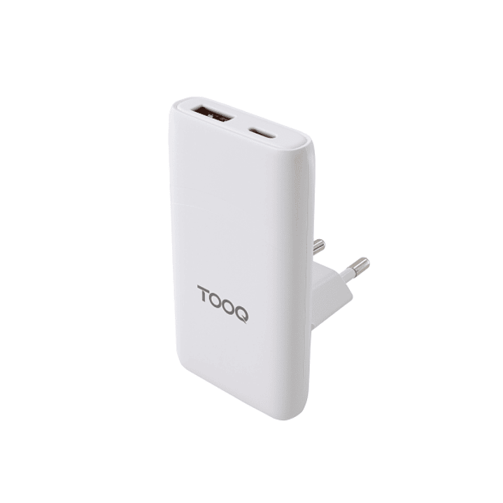 Tooq Adaptador de Viaje - Compatibilidad con EU, KR, UK - Tecnologia GaN 65W - Puerto USB-C PD y USB-A QC - Color Blanco 1