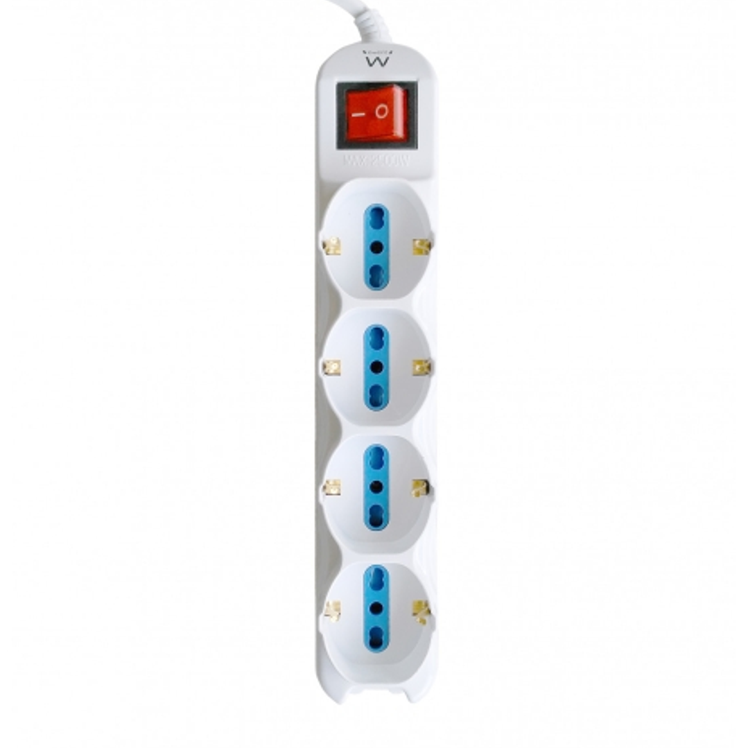 Ewent Regleta con 12 Tomas - 8 Tomas L + 4 Tomas L/F (Schuko) - Interruptor On/Off - Proteccion contra Sobretensiones - Proteccion Infantil - Cable de 1