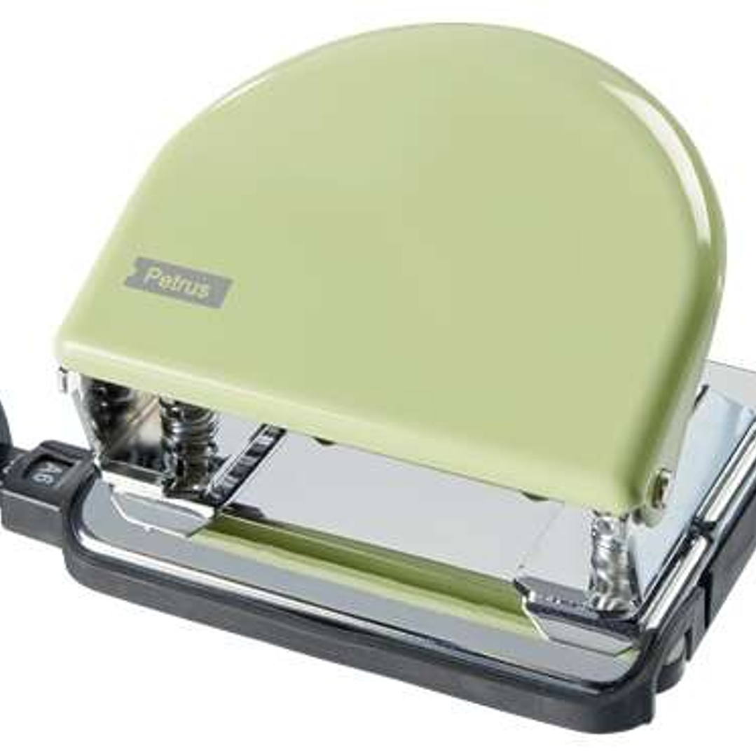 Petrus 52 Retro Taladro Perforador Metalico - Hasta 20 Hojas - Marcas de Formato - Facil Vaciado - Punzones 5.5mm - Color Mellow Yellow 1