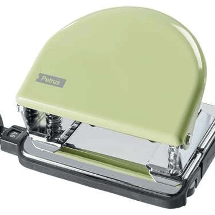 Petrus 52 Retro Taladro Perforador Metalico - Hasta 20 Hojas - Marcas de Formato - Facil Vaciado - Punzones 5.5mm - Color Mellow Yellow 1