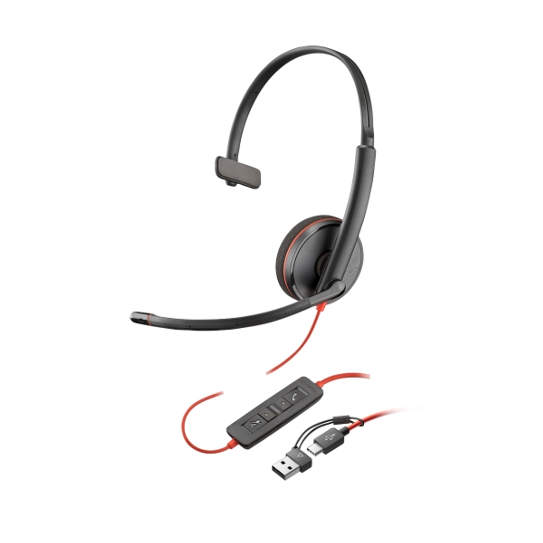 Plantronics/Poly Blackwire C3210 USB-C/USB-A Auricular Monoaural con Microfono - Almohadilla Acolchada - Controles en Cable 1