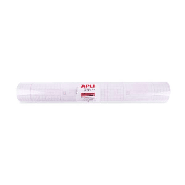 Apli Rollo de Polipropileno Transparente 20x0.50m 80m micras - Adhesivo Reposicionable - Sistema Easy Peel - Cuadricula de Precision - Alta Resistenci 1