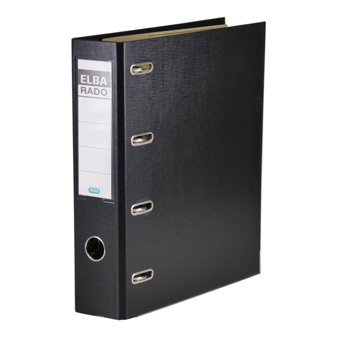Elba Archivador Palanca Rado Plast A4 - Doble Mecanismo - Lomo de 75mm - PVC Resistente - Color Negro 1