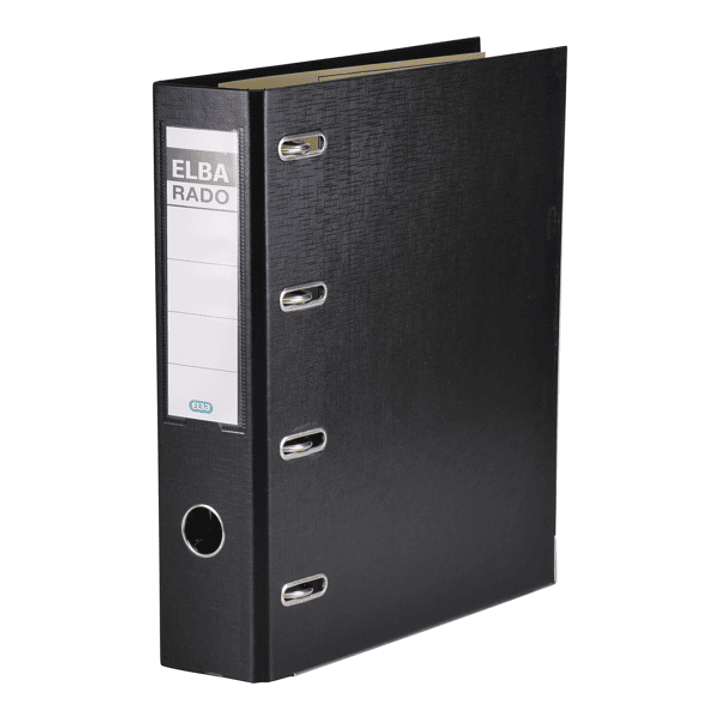 Elba Archivador Palanca Rado Plast A4 - Doble Mecanismo - Lomo de 75mm - PVC Resistente - Color Negro 1
