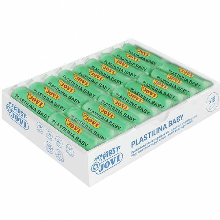 Jovi Baby Caja de 18 Pastillas de Plastilina 38gr - Pasta Modelar Super Blanda Verde - Estimula Movimiento y Fortalecimiento Muscular - Fomenta Estimu 1