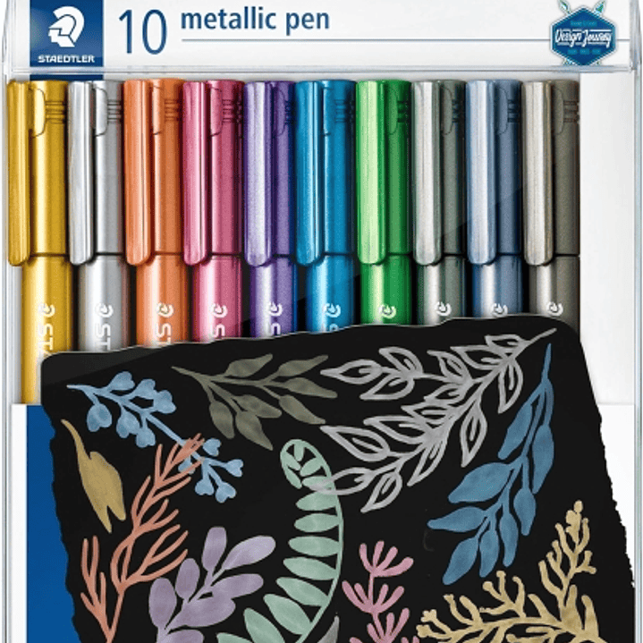 Staedtler Metallic Pen Pack de 10 Rotuladores de Punta Fina - Trazo 1 - 2mm Aprox - Tinta Base de Agua - Colores Surtidos 1