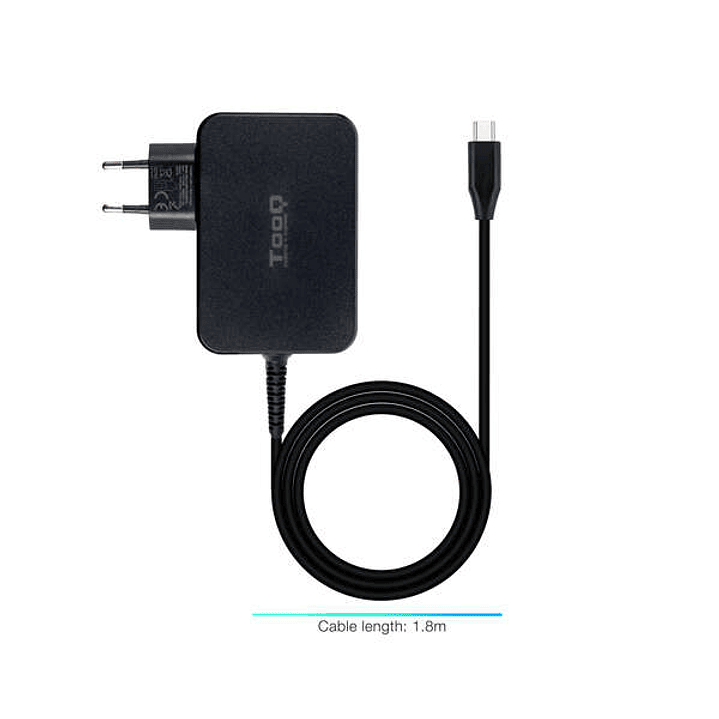 Tooq Cargador de Portatil GaN USB-C/PD 3.0 90W - Cable de 1.80m - Color Negro 1