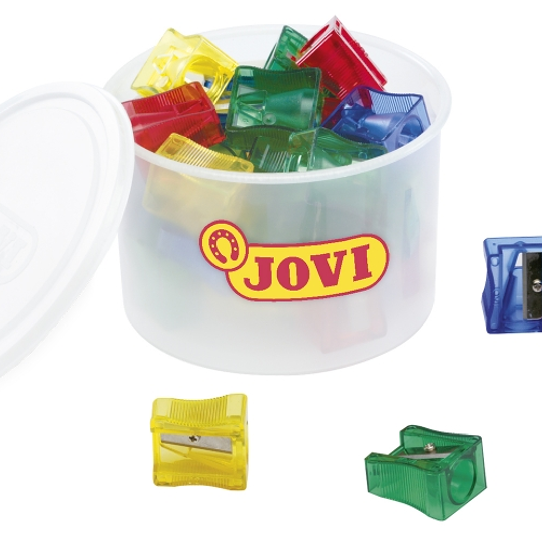 Jovi Jovicolor Bote de 25 Sacapuntas Maxi - Ideal para Ceras Jovicolor y Jovicolor Triwax - Apto para Formatos Maxi - Color Surtido 1