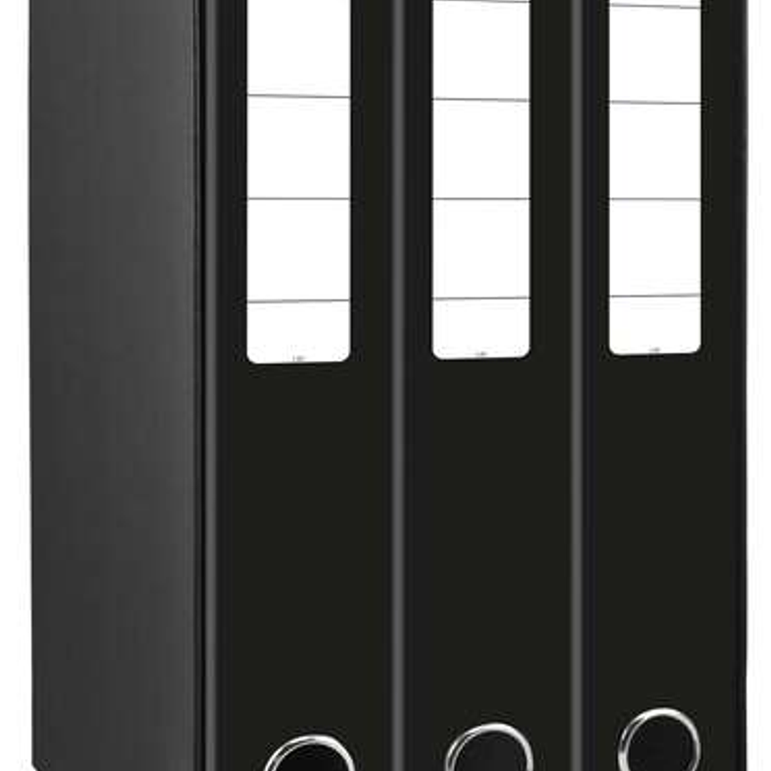 Mariola Box Modulo de 3 Archivadores con Rado 2 Anillas 40mm - Tamaño 35x26x17cm - Carton Forrado - Color Negro 1