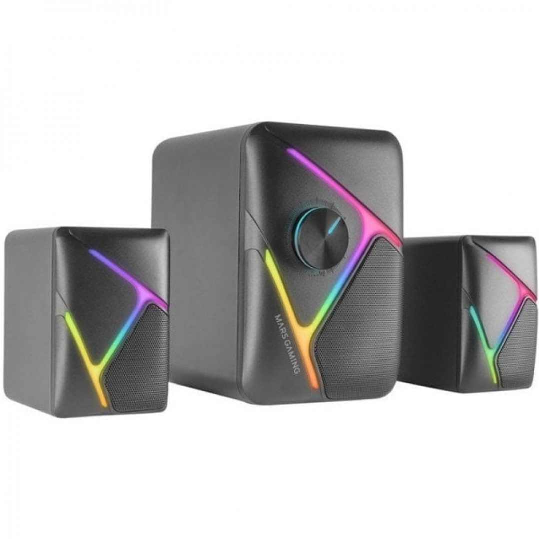 Mars Gaming MS-H21 Altavoz Gaming - Sonido 2.1 35W - Drivers 3D Surround - Iluminacion RGB - Control Frontal - Conexion Plug & Play - Color Negro 1