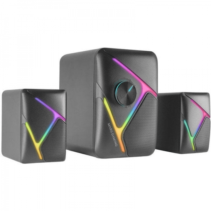 Mars Gaming MS-H21 Altavoz Gaming - Sonido 2.1 35W - Drivers 3D Surround - Iluminacion RGB - Control Frontal - Conexion Plug & Play - Color Negro 1